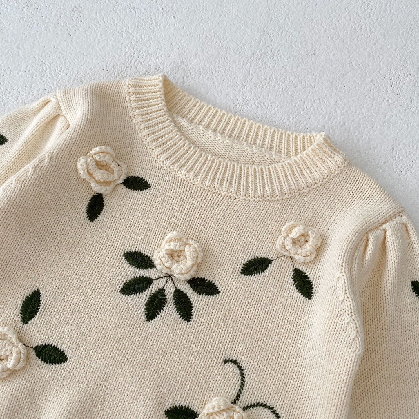 Floral Embroidered Baby Pullover Sweater